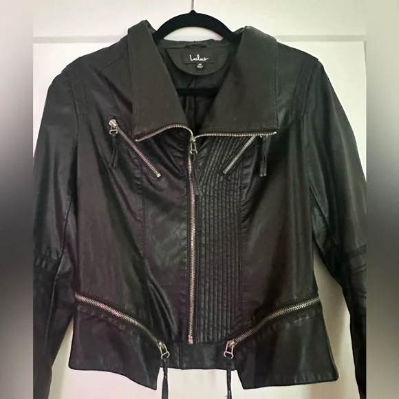 Black vegan leather jacket - Picture 3 of 9